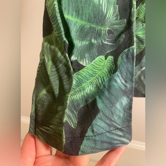 Topshop Women’s Green Palm Print Spaghetti Strap Romper Jumpsuit Size 4 - Picture 5 of 8